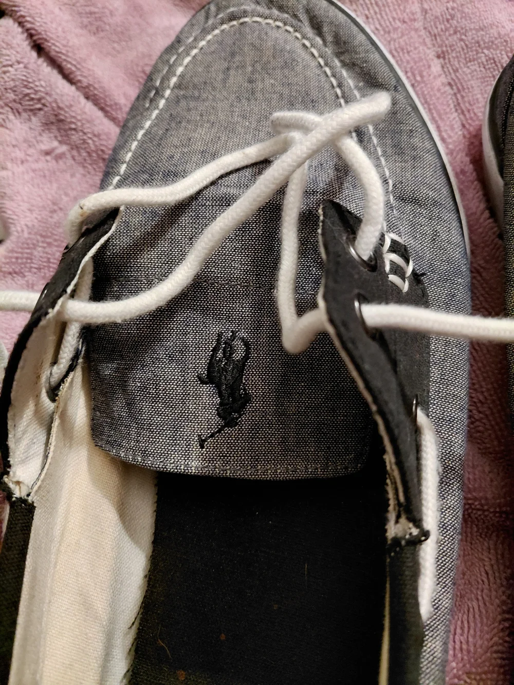 Polo by Ralph Lauren Grey and Black Canvas Boat Shoes